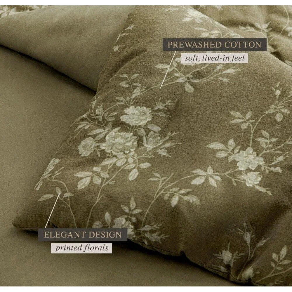 Bundle Deal Jeremiah Brent Queen Floral Bedding Bundle Olive Green Cream NEW
